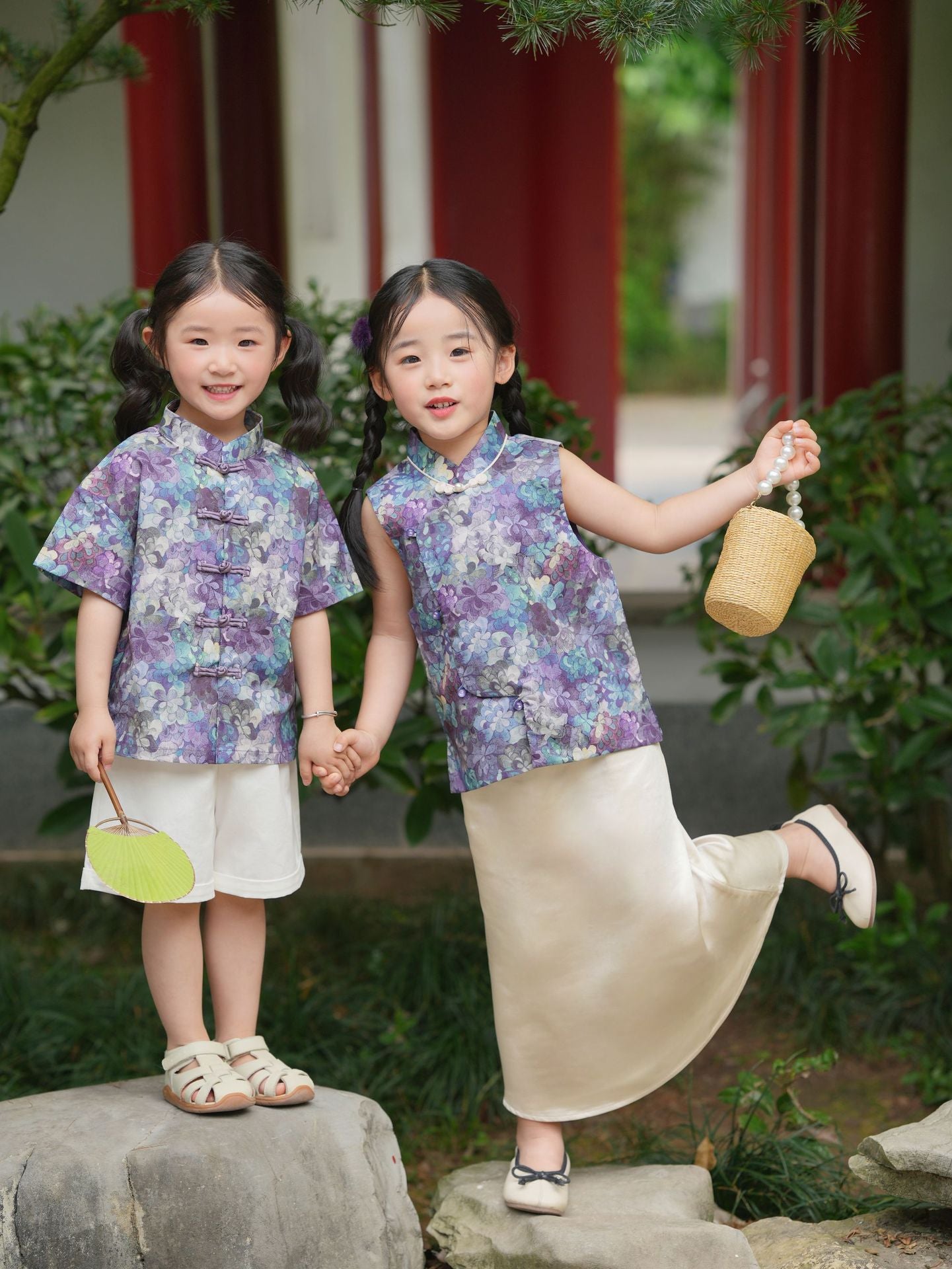 [PREORDER] Girls Purple Jade Cheongsam Vest with Skirt [NEW]