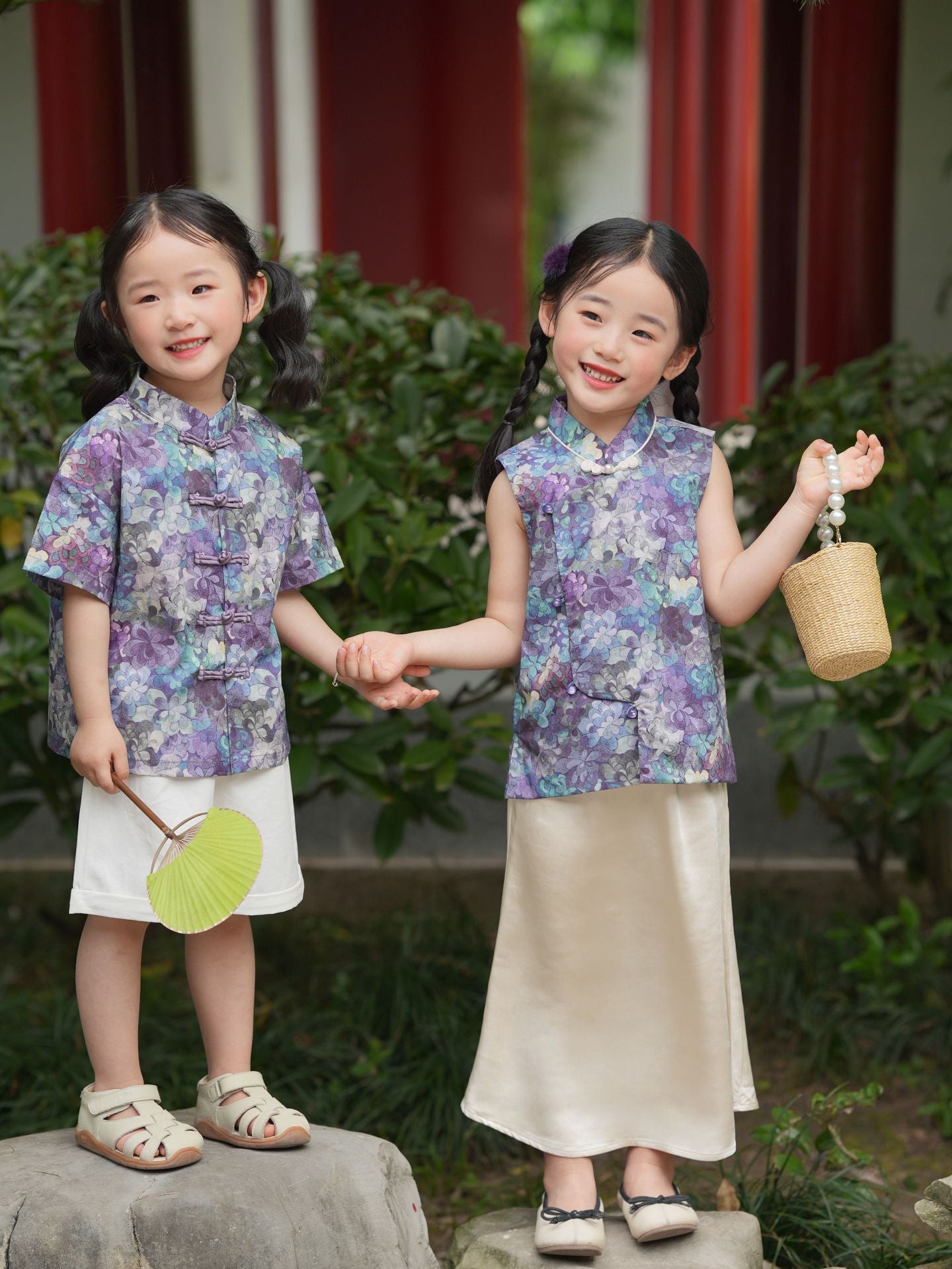 [PREORDER] Girls Purple Jade Cheongsam Vest with Skirt [NEW]