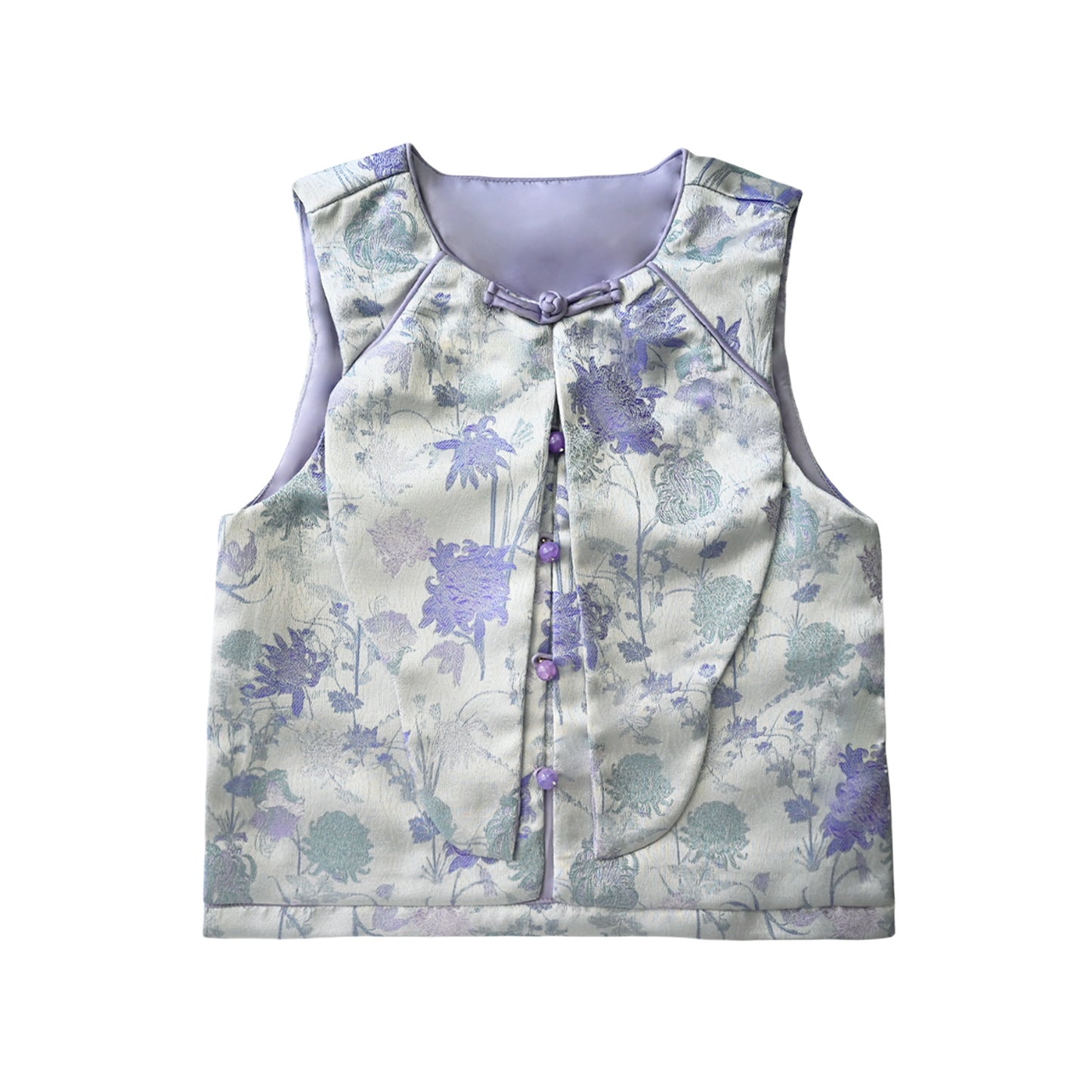 [PREORDER] Girls Soft Purple Cheongsam Vest with Sequin Skirt [NEW]