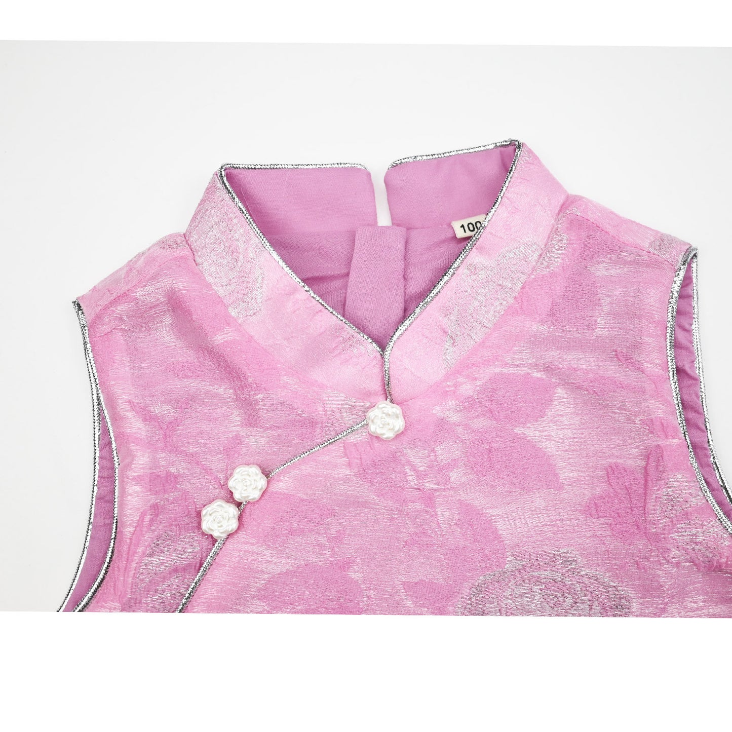 [PREORDER] Girls Silver-Thread Rose Cheongsam Vest with Shorts [NEW]