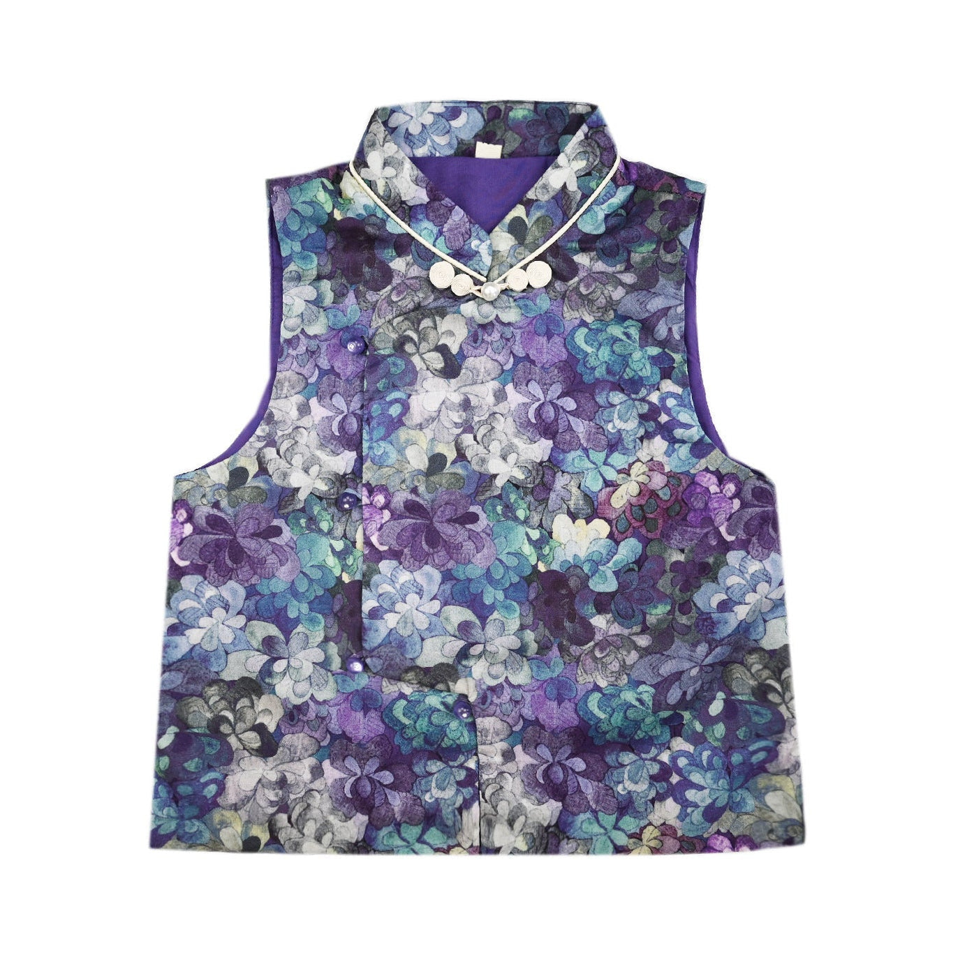 Floral patterned vest on a white background