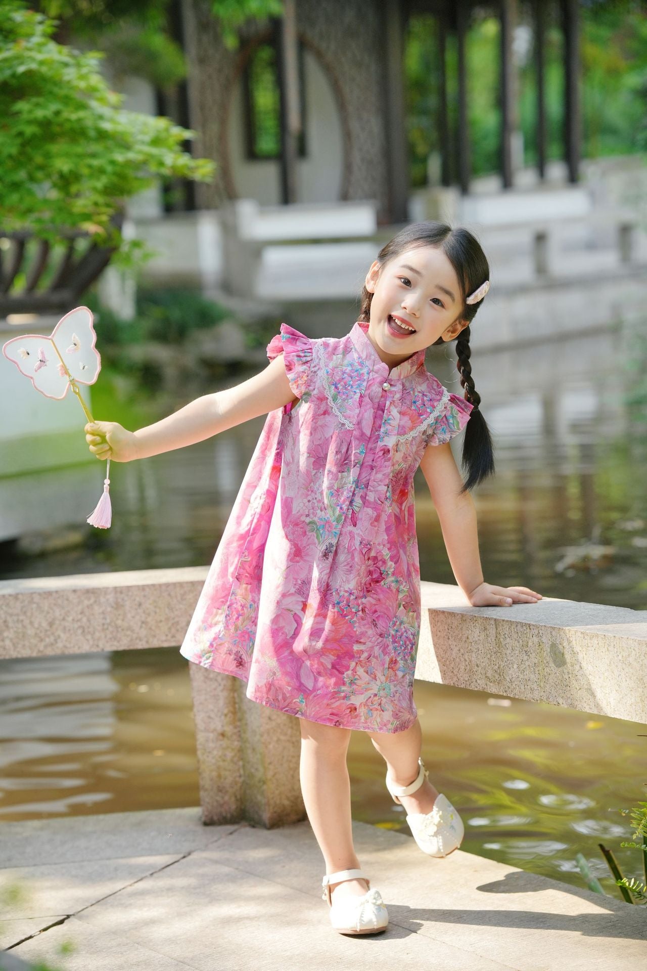 [PREORDER] Girls Pink Lady Ruffle Sleeve Cheongsam Dress [NEW]