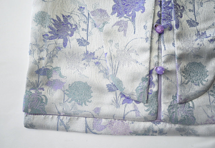 [PREORDER] Girls Soft Purple Cheongsam Vest with Sequin Skirt [NEW]