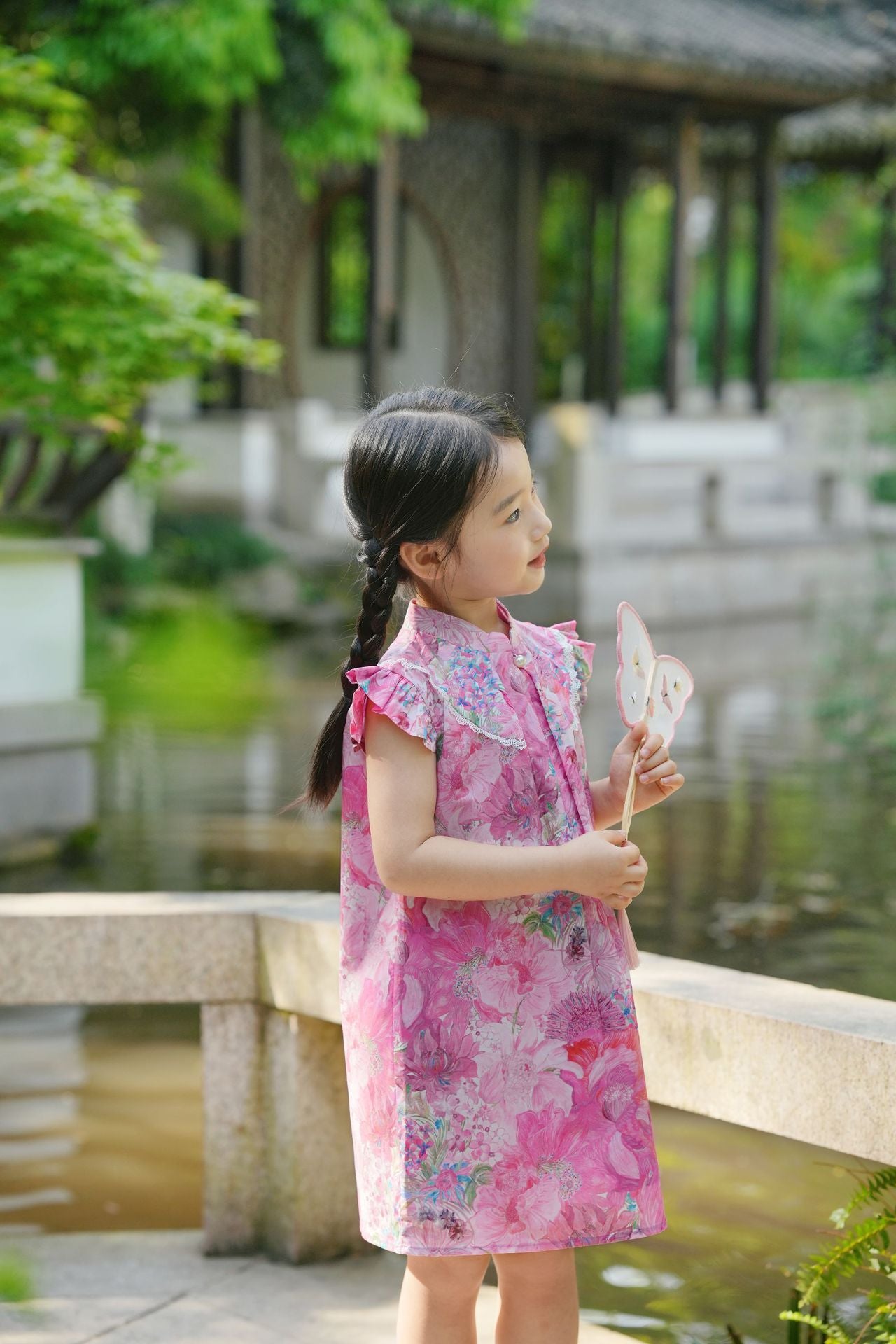 [PREORDER] Girls Pink Lady Ruffle Sleeve Cheongsam Dress [NEW]