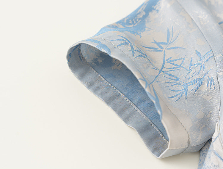 [PREORDER] Boys Blue Bamboo Cheongsam Set (Top & Shorts) [NEW]