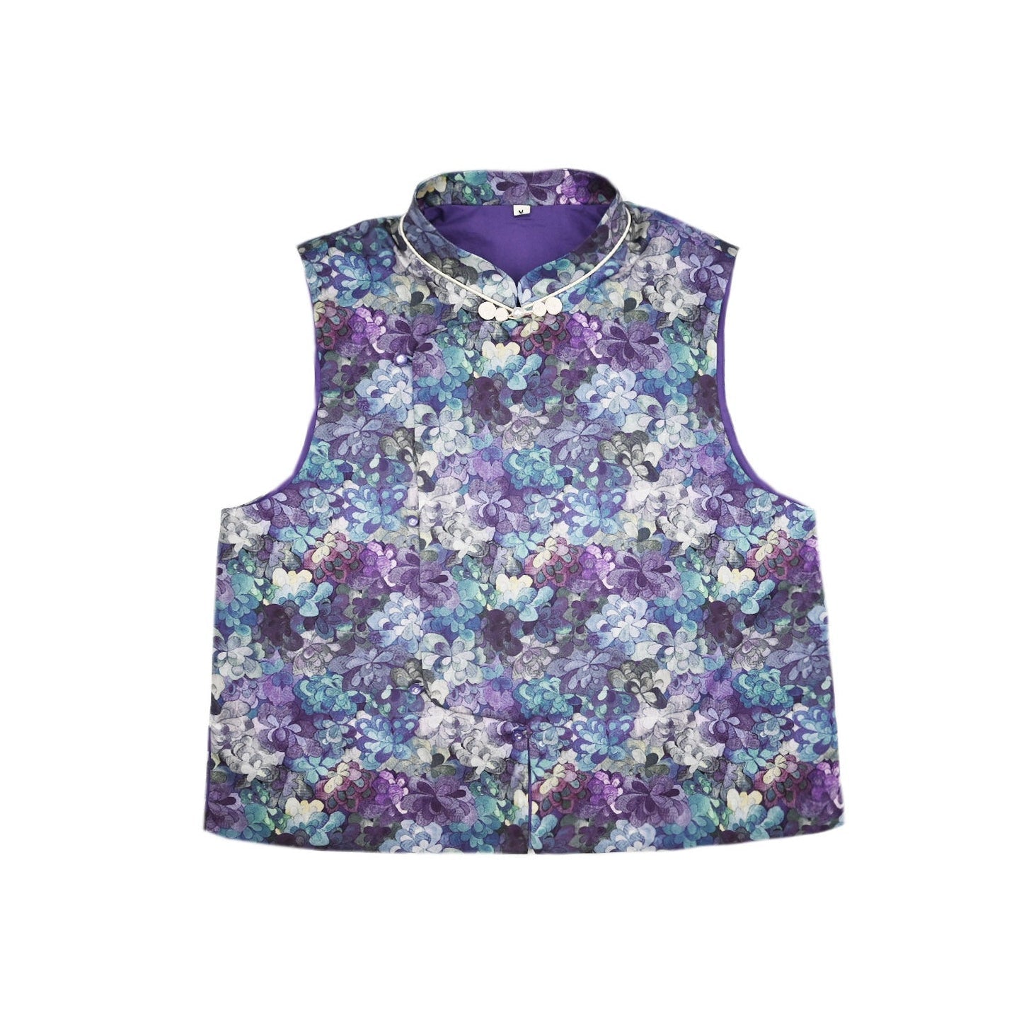 Floral patterned vest on a white background
