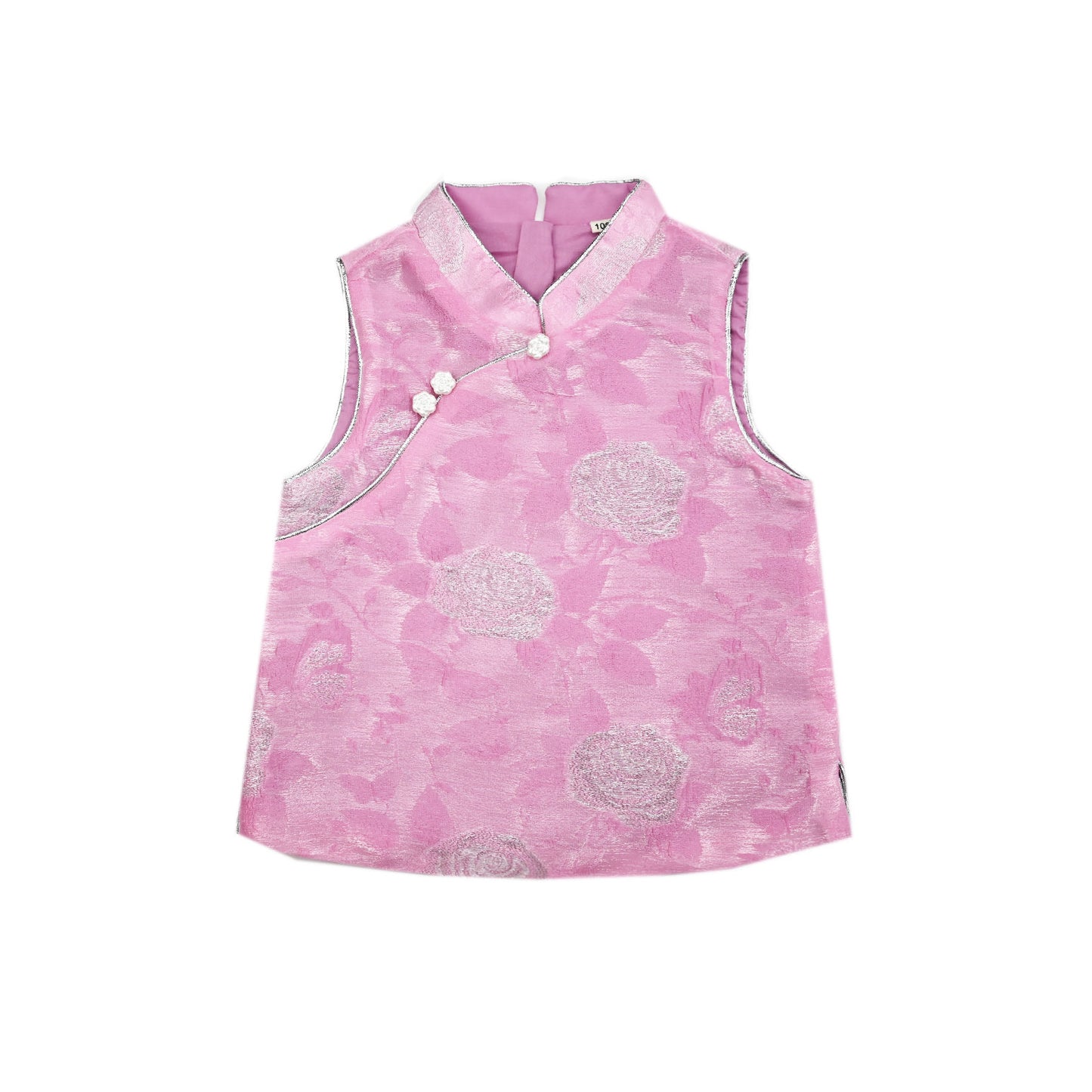 [PREORDER] Girls Silver-Thread Rose Cheongsam Vest with Shorts [NEW]