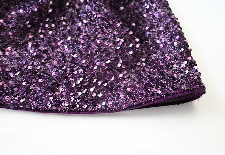 [PREORDER] Girls Soft Purple Cheongsam Vest with Sequin Skirt [NEW]