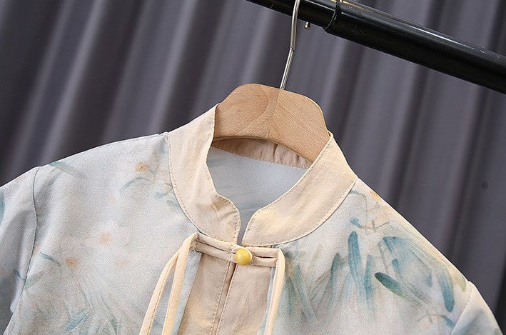 [PREORDER] Boys Aquatic Grass Cheongsam Set (Top & Shorts) [NEW]