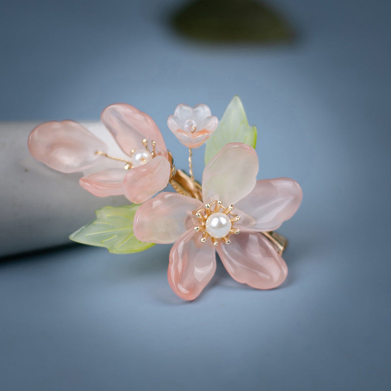 Chinese Style Glass Flower Hair Clips