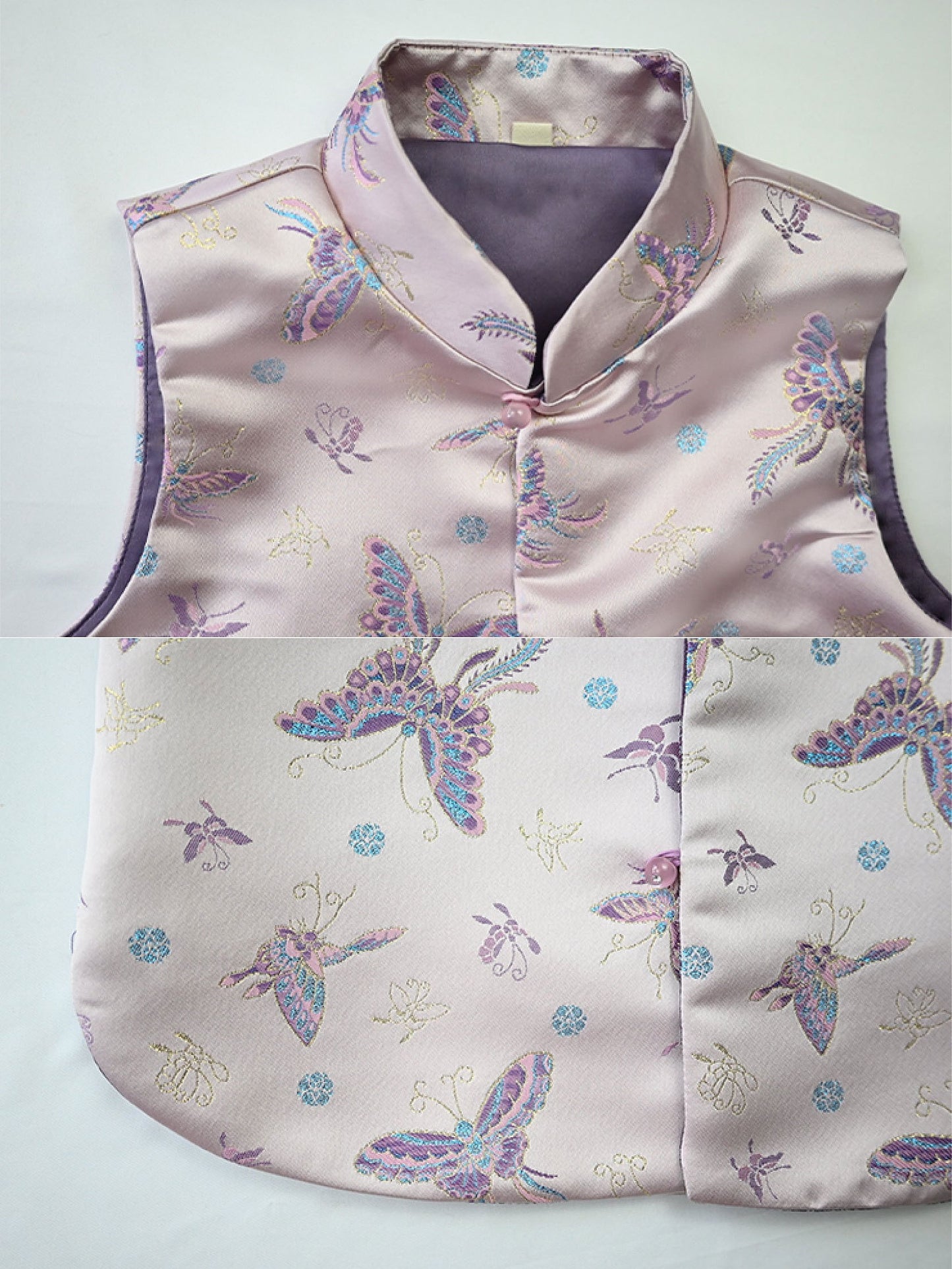 Women Purple Butterfly Cheongsam Vest
