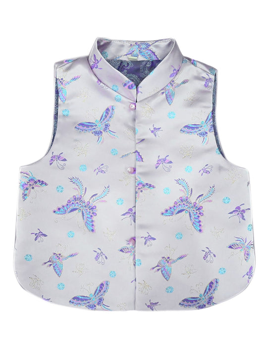 Women Purple Butterfly Cheongsam Vest