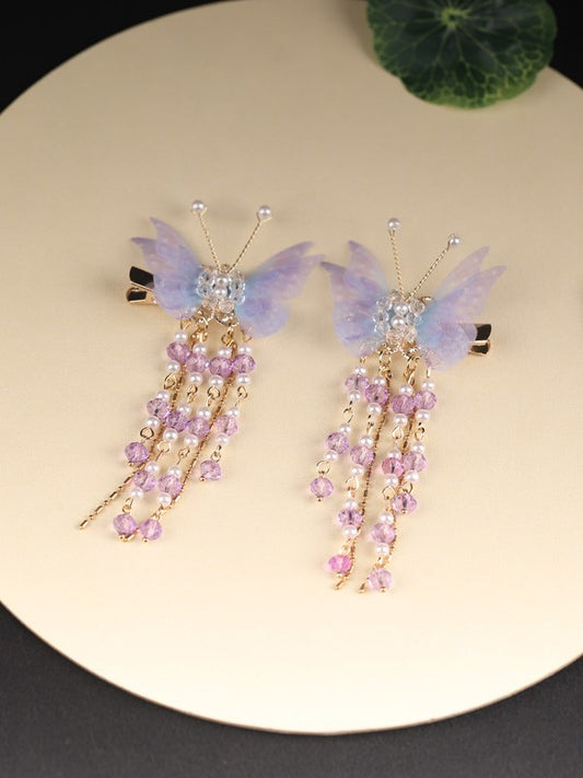 Purple Butterfly Hair Clips