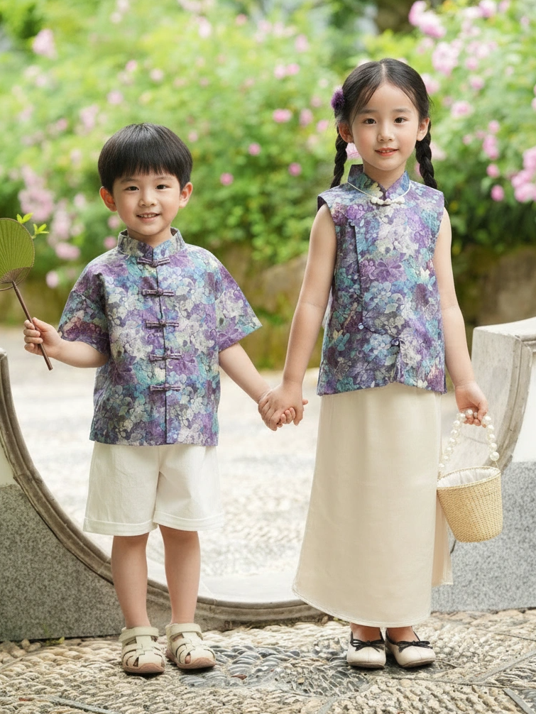 [PREORDER] Boys Purple Jade Cheongsam Set (Top & Shorts) [NEW]