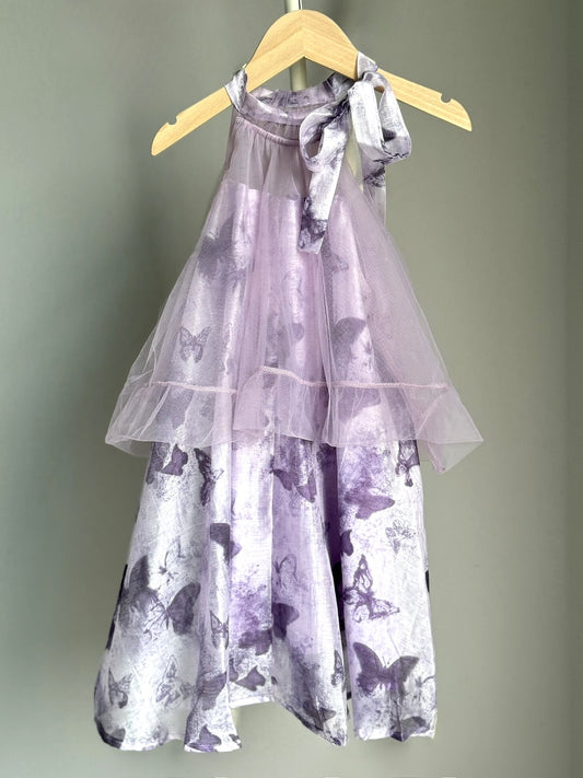 Girls Purple Butterfly Fairy Halter Dress