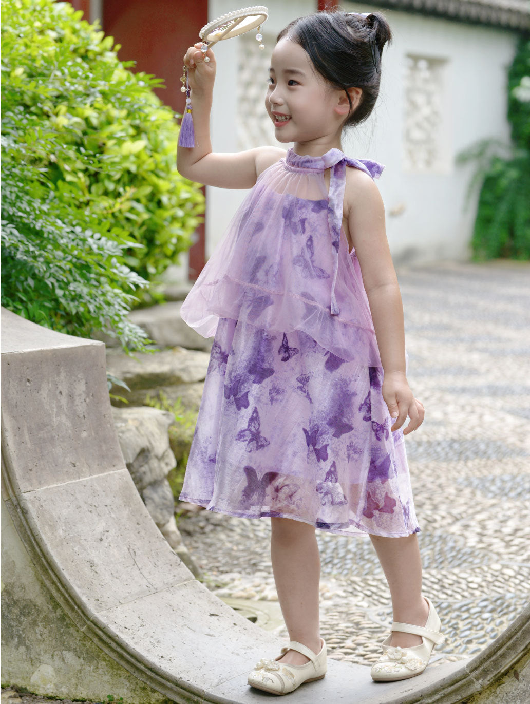 Girls Purple Butterfly Fairy Halter Dress