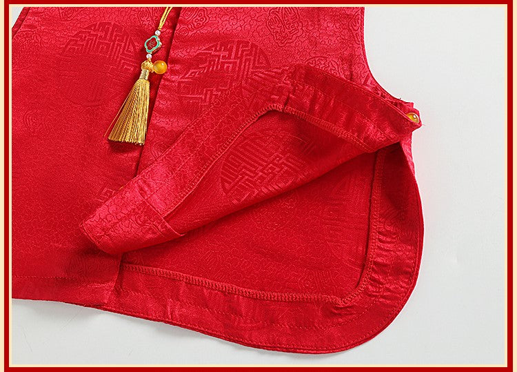 Baby Boy Fortune Cheongsam Set (Top, Shorts & Chinese Hat)