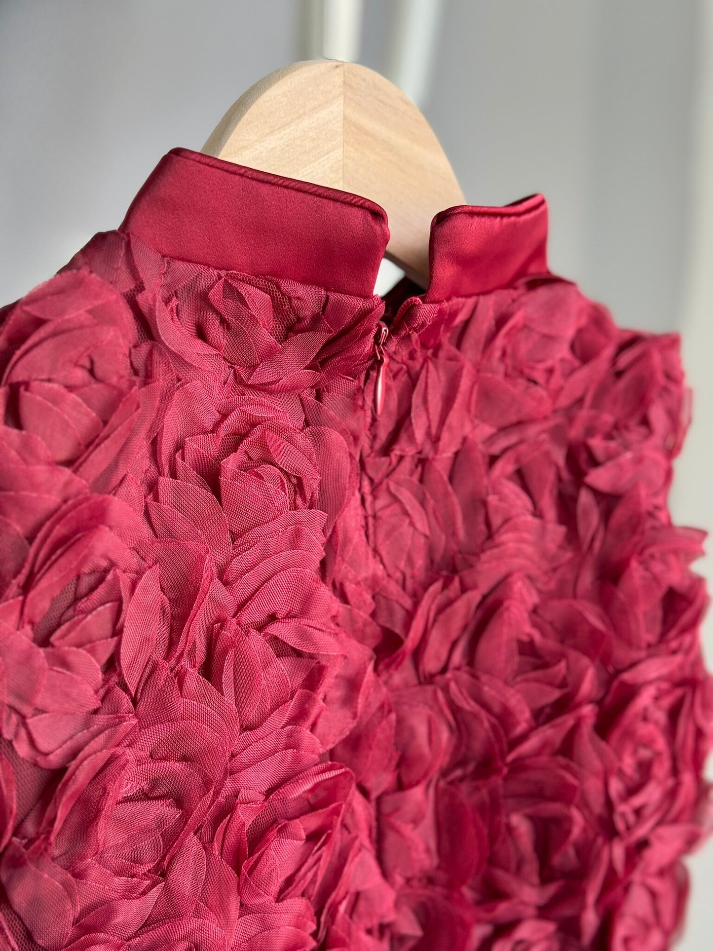 Girls Red Rose Sleeveless Cheongsam Dress