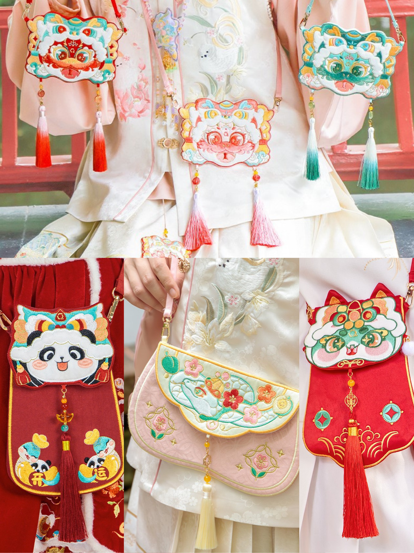 Embroidered Lucky Snake Crossbody Bags