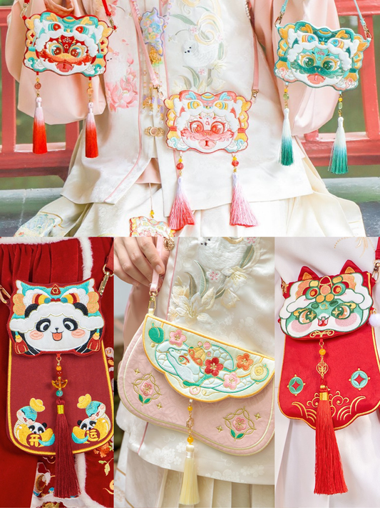 Embroidered Lucky Snake Crossbody Bags