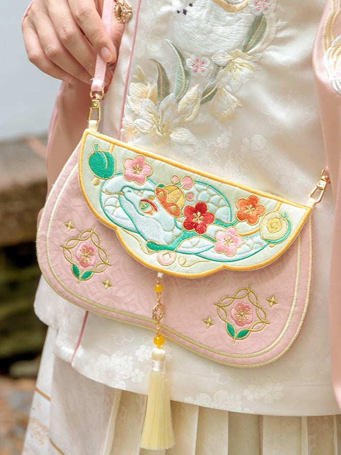 Year of Snake Embroidered Lucky Snake Crossbody Bags