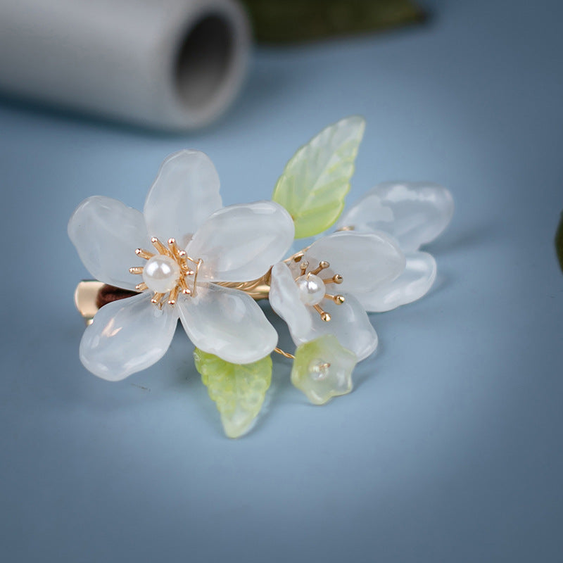 Chinese Style Glass Flower Hair Clips